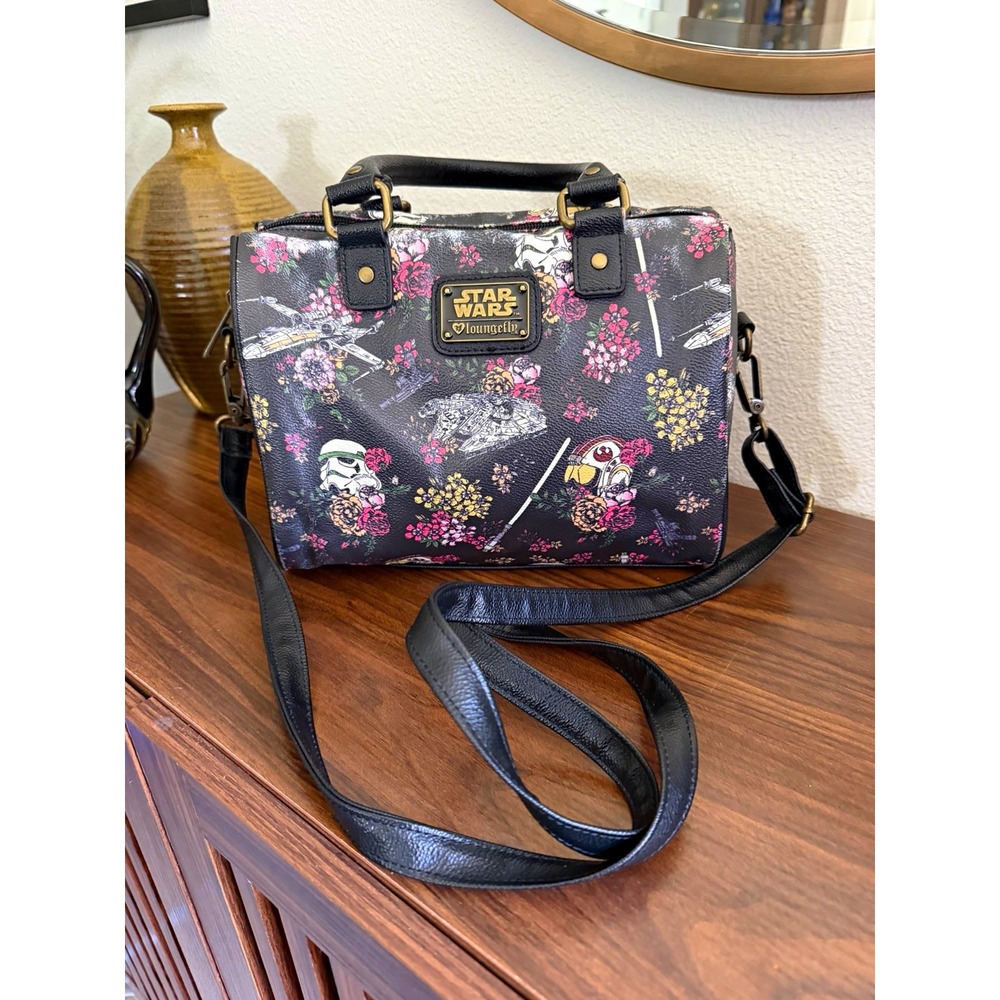 Loungefly Star Wars Floral Mini Duffle Bag Stormtrooper Millennium Falcon Purse